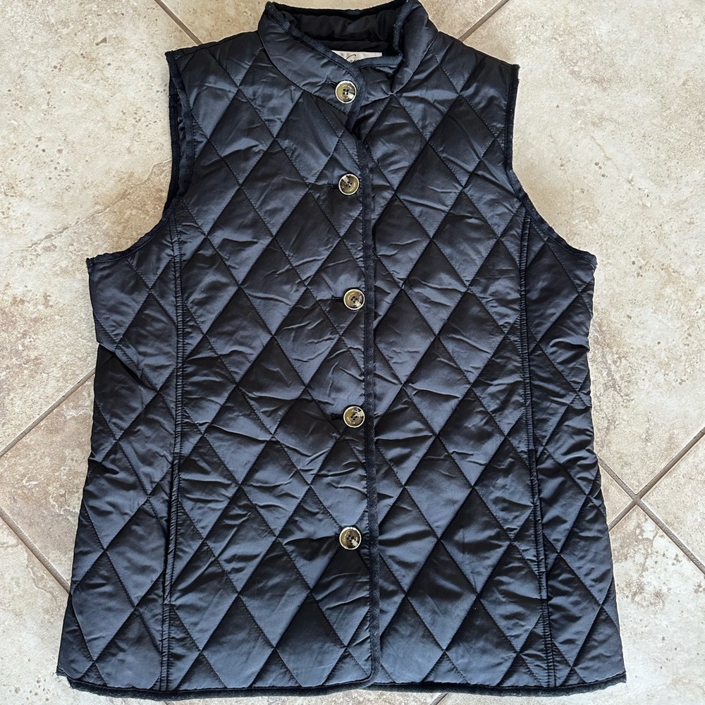 Kenneth Cole New York Quilted Black Vest Size Large